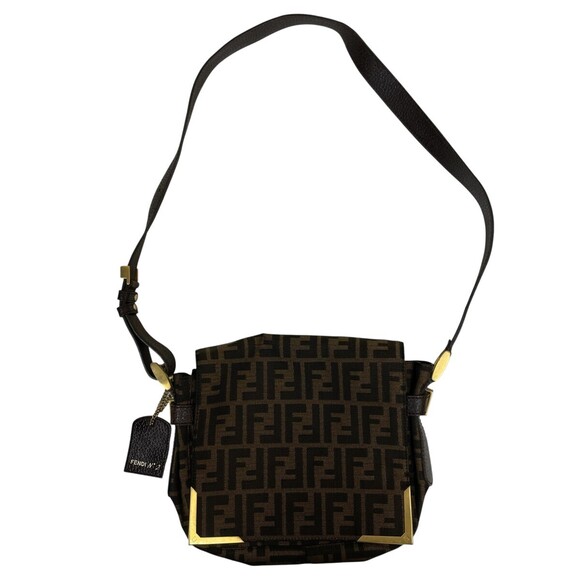 Fendi Handbags - Fendi Zucca canvas Mamma Baguette shoulder bag brown